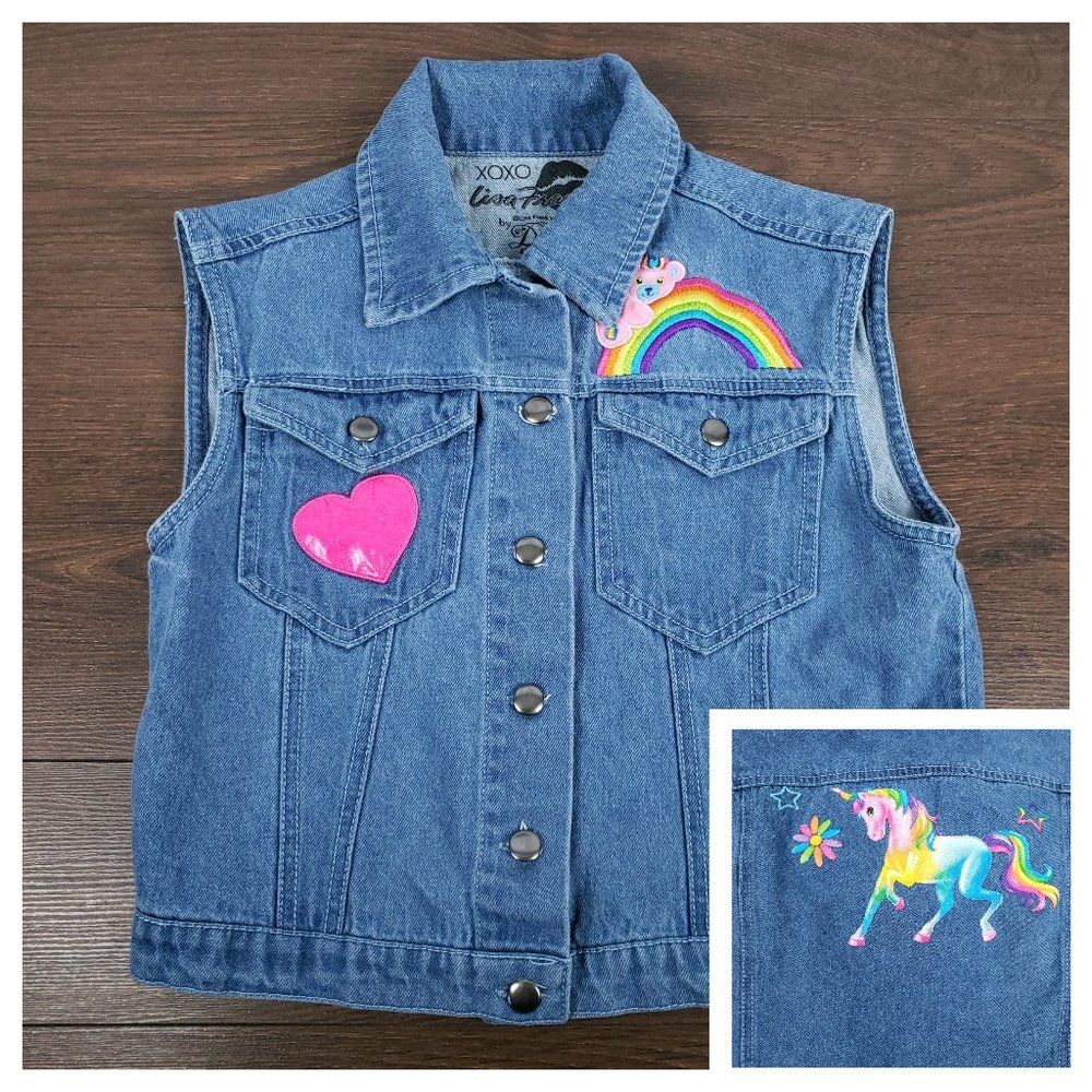 Lisa Frank XOXO by Doe Unicorn Denim Vest Size XS